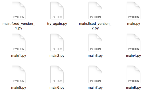 Image of a disorganized folder full of similarly-named files